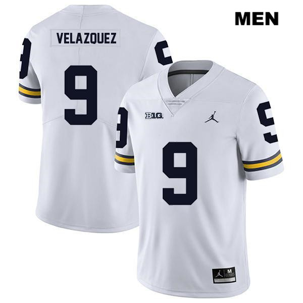 Men's NCAA Michigan Wolverines Joey Velazquez #9 White Jordan Brand Authentic Stitched Legend Football College Jersey MP25J72IB